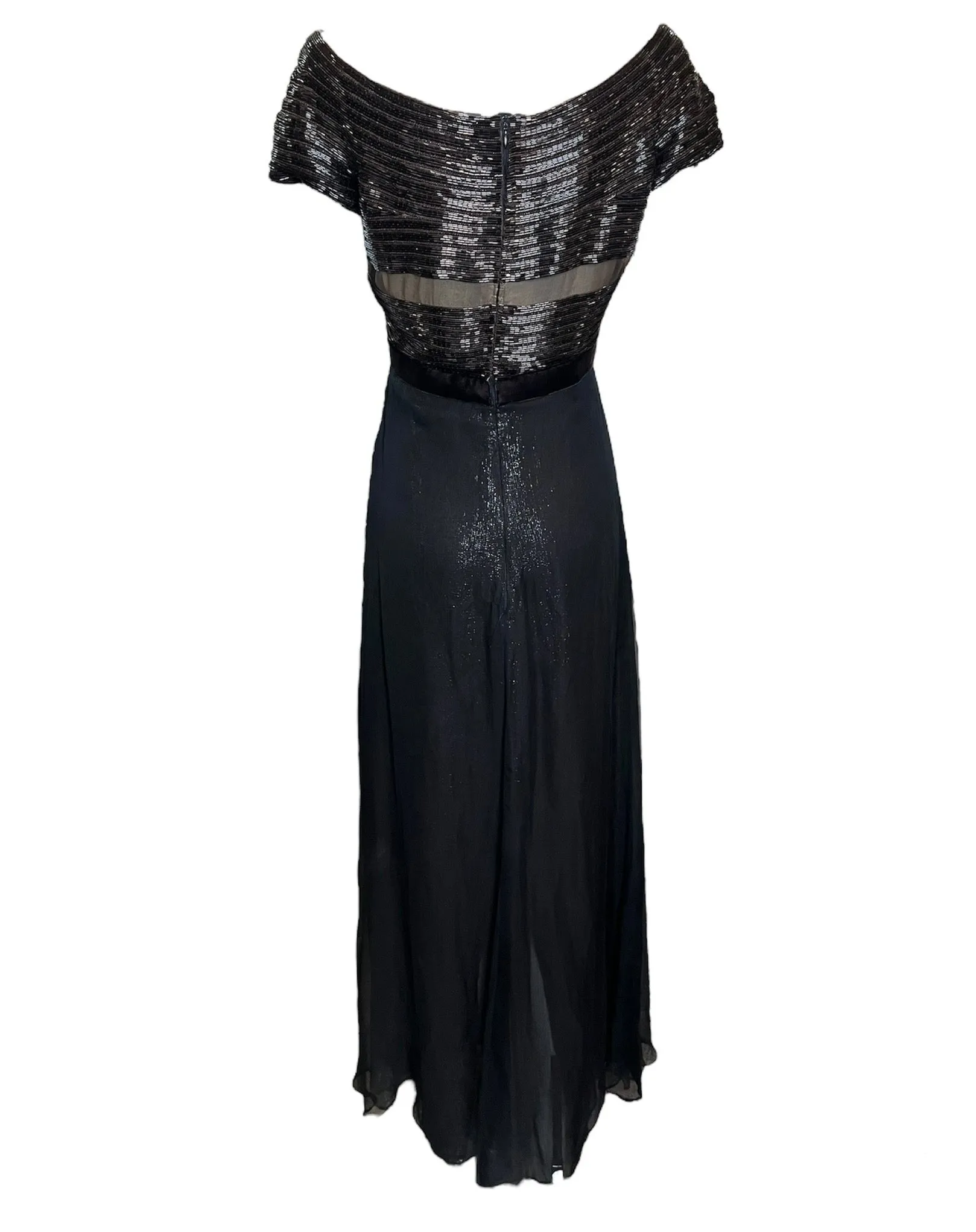 Gianfranco Ferre 1990s Brown Beaded Chiffon Gown