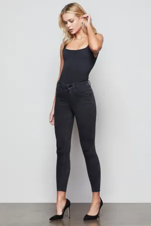 GOOD WAIST CROP W/ RAW EDGE | BLACK091