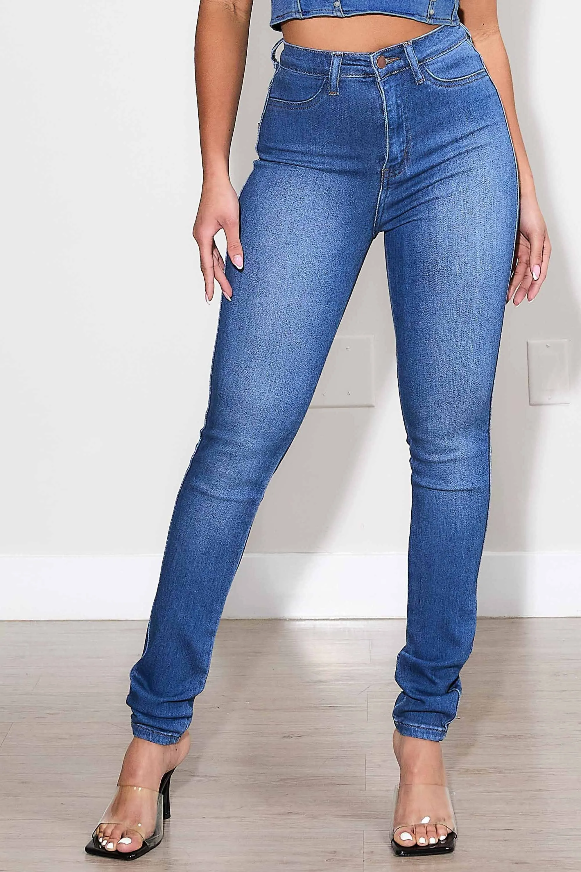 High Waisted Cozy Vibrant Skinny Jeans