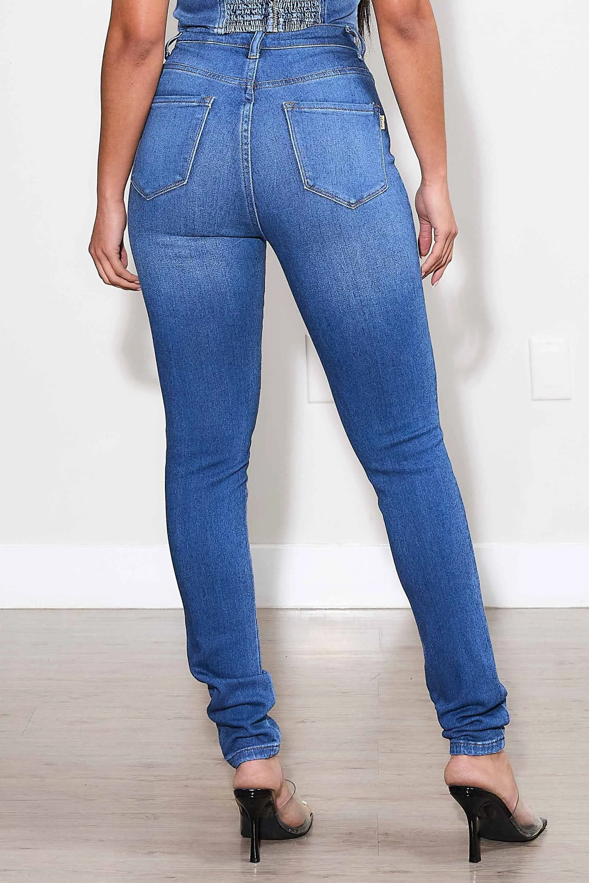 High Waisted Cozy Vibrant Skinny Jeans