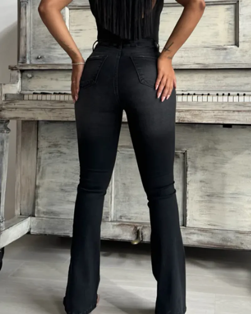 High-Waisted Slim-Fit Embellished Jeans (Pre-Sale)