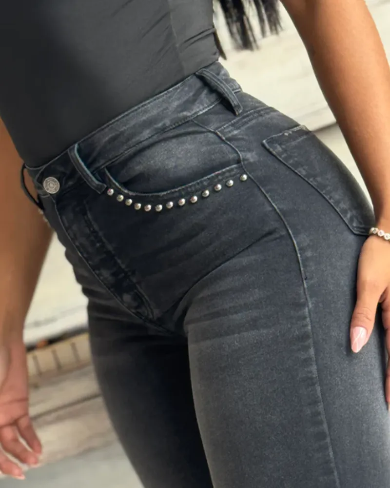 High-Waisted Slim-Fit Embellished Jeans (Pre-Sale)