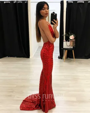Kourtney Sequin Gown - Red [SAMPLE]