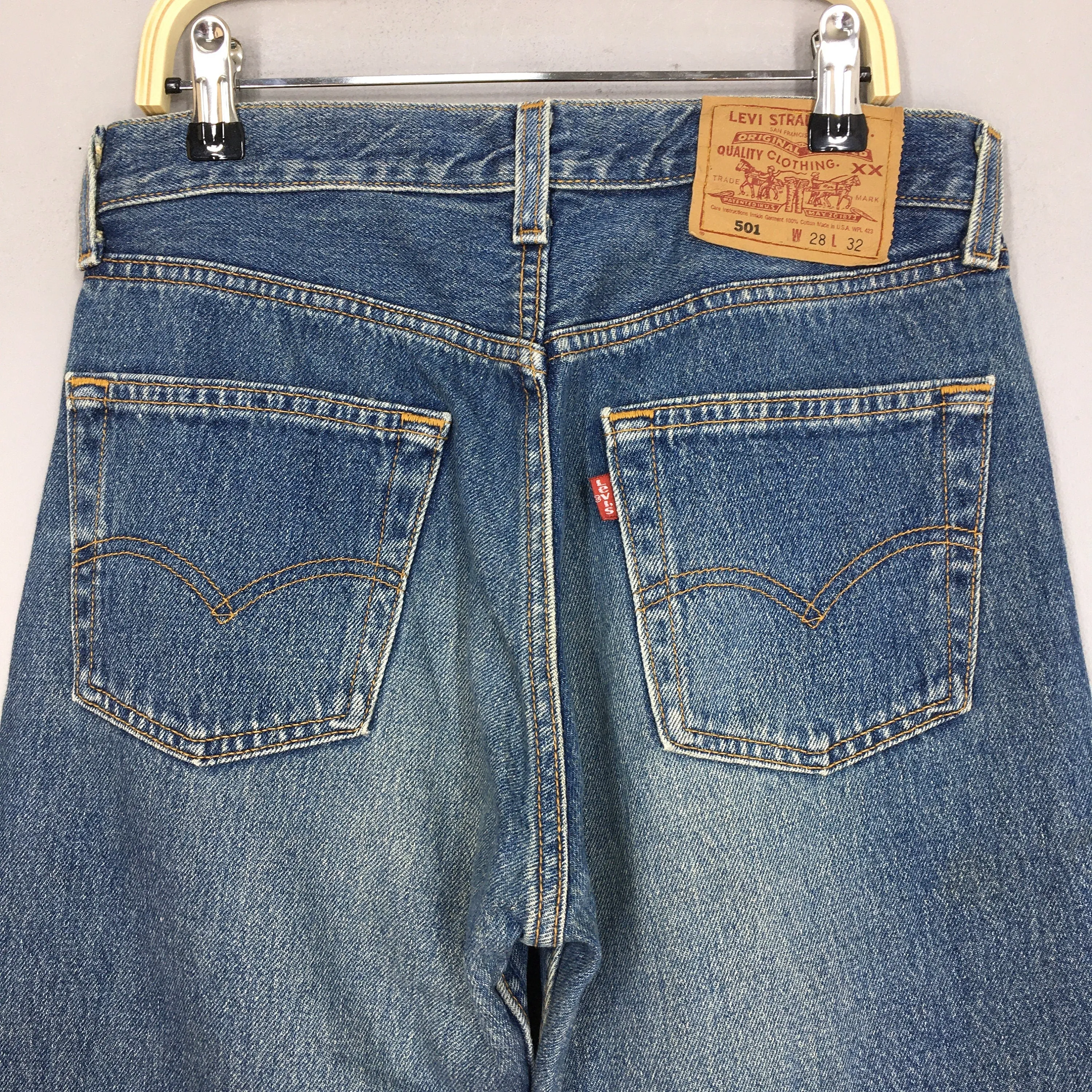 Levi's 501 Faded Blue Jeans Stonewash Size 27x28