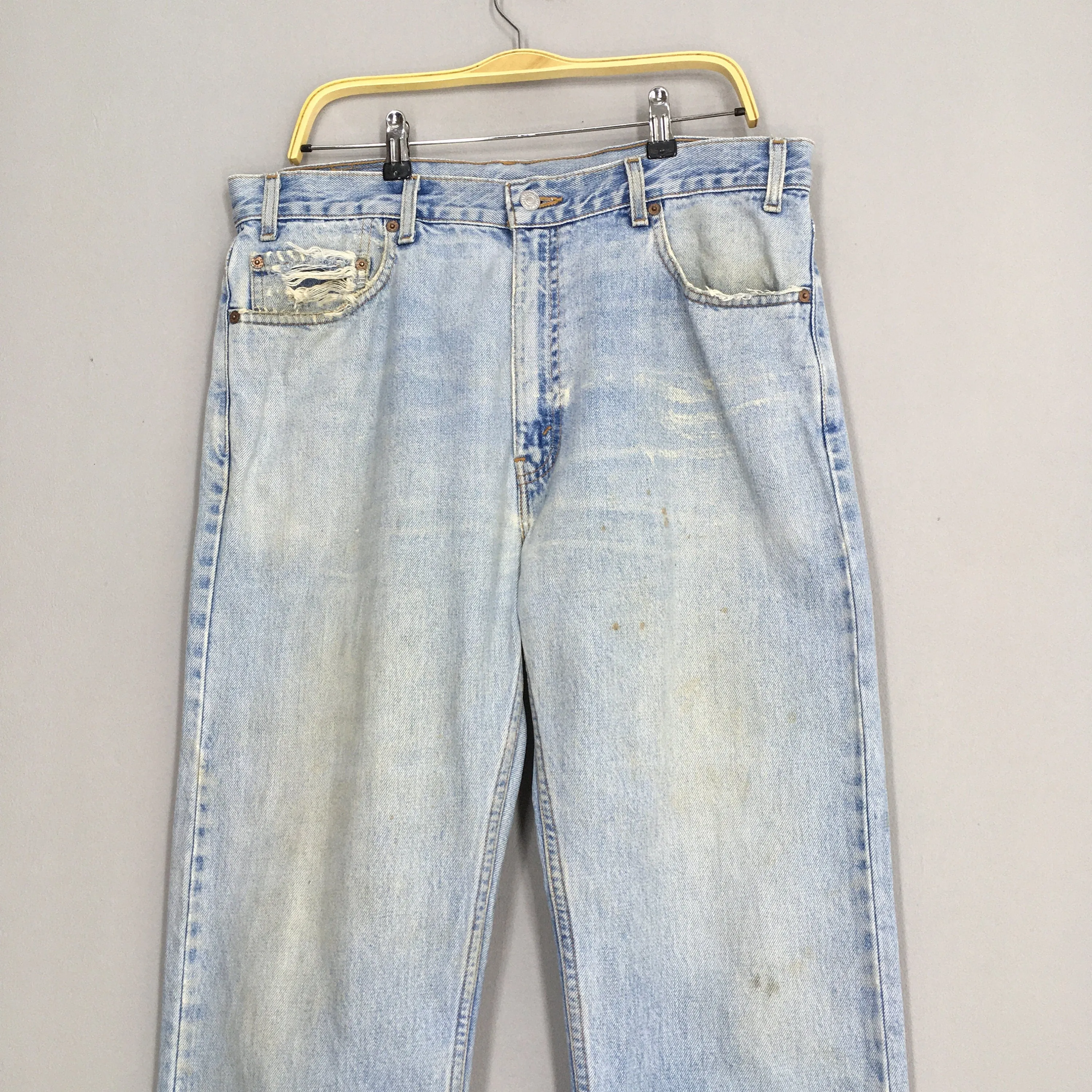 Levis 505 Pale Blue Stonewash Jeans Size 36x31