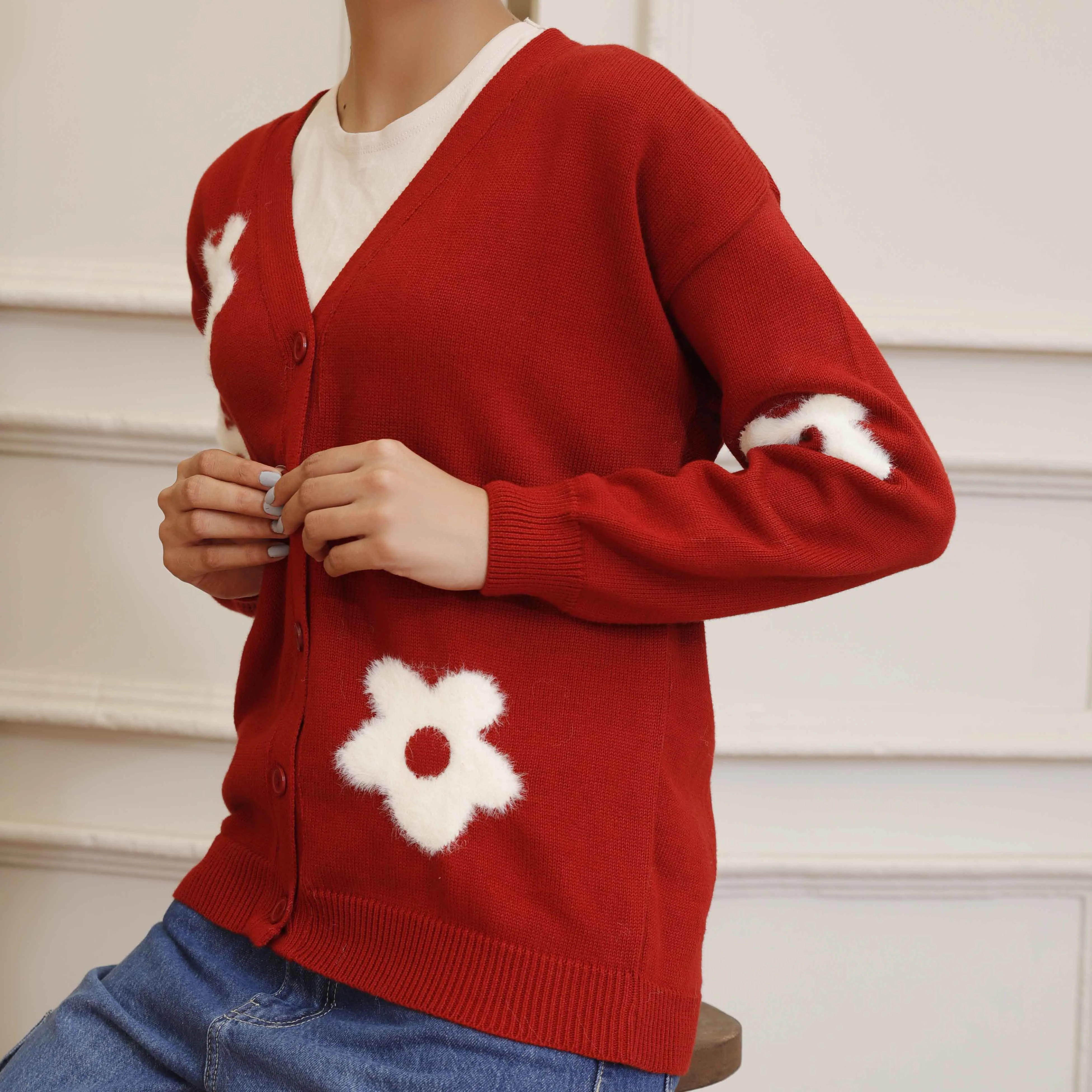 Maroon Cotton Winter Sweater PW4813