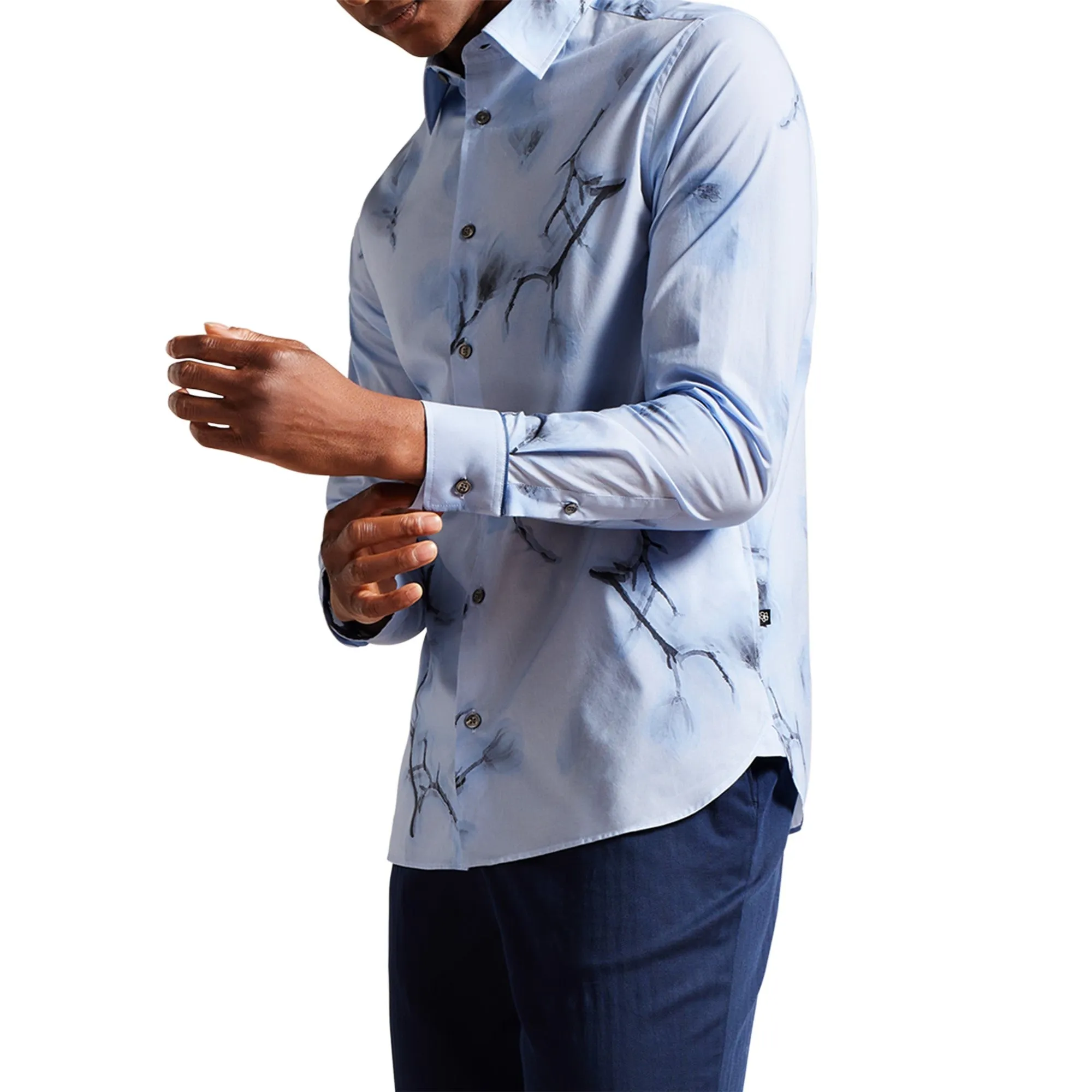 Men Mma-Louth-Long Sleeve Photographic Print Shirt - Sky-Blue