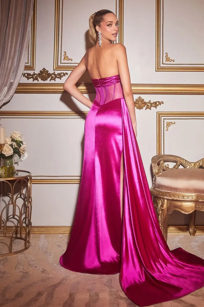 Midnight Seduction | Satin Strapless Corset Gown | LaDivine CD269