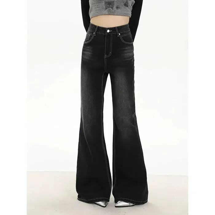 Mina Washed Slim Fit Flare Leg Jeans