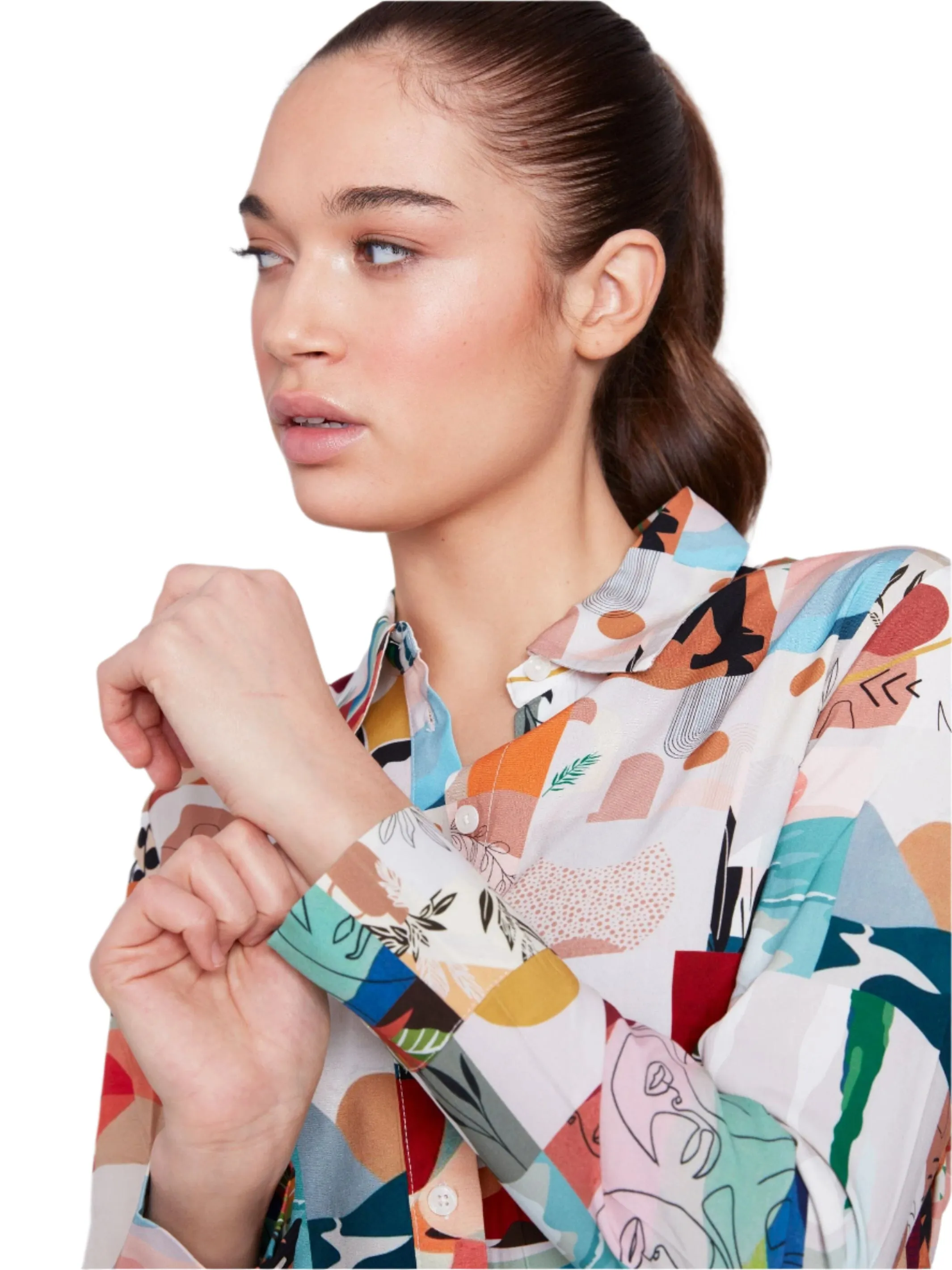 MULTI GRAPHIC PRINT LONG SLEEVE SHIRT