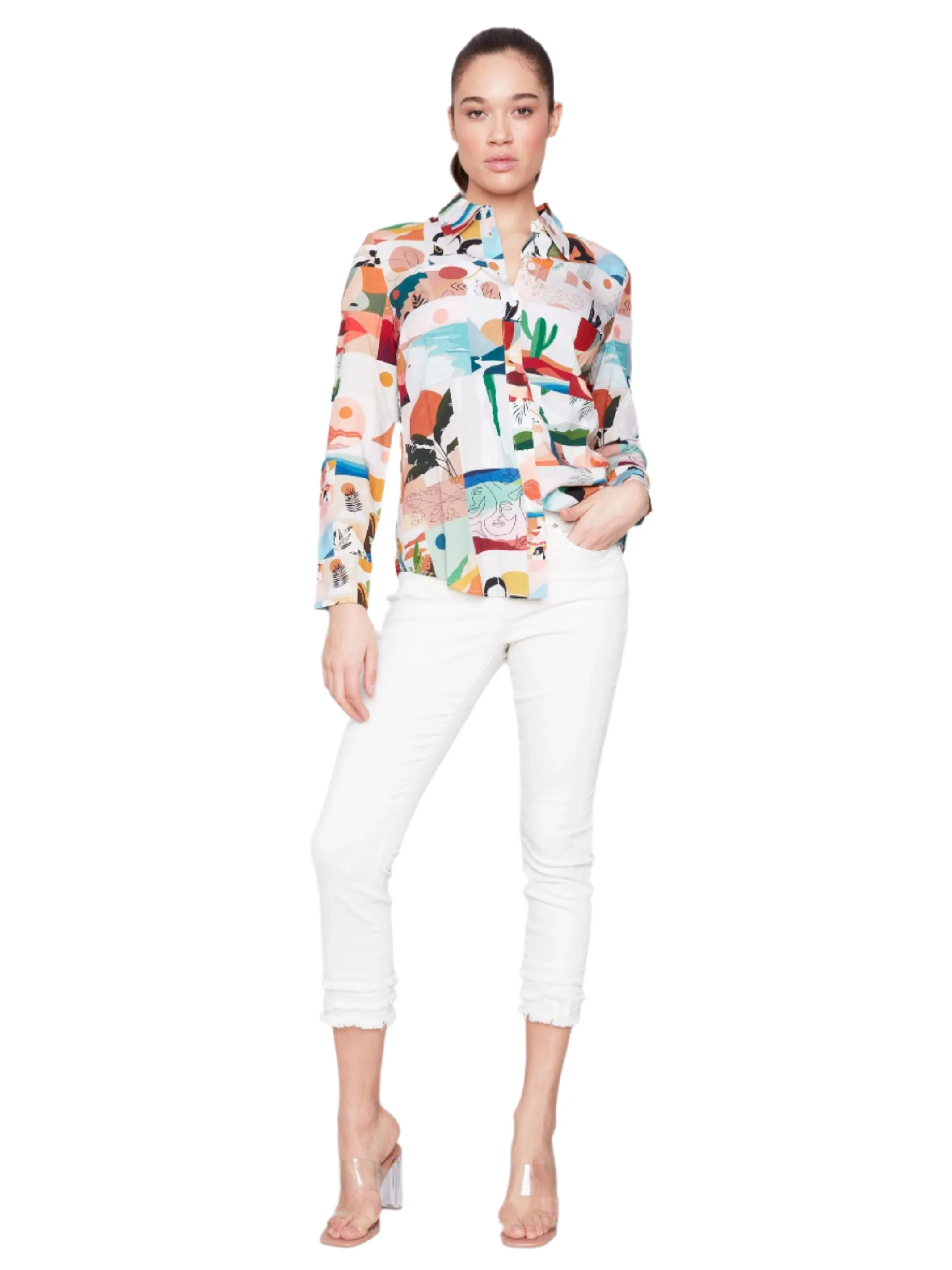 MULTI GRAPHIC PRINT LONG SLEEVE SHIRT