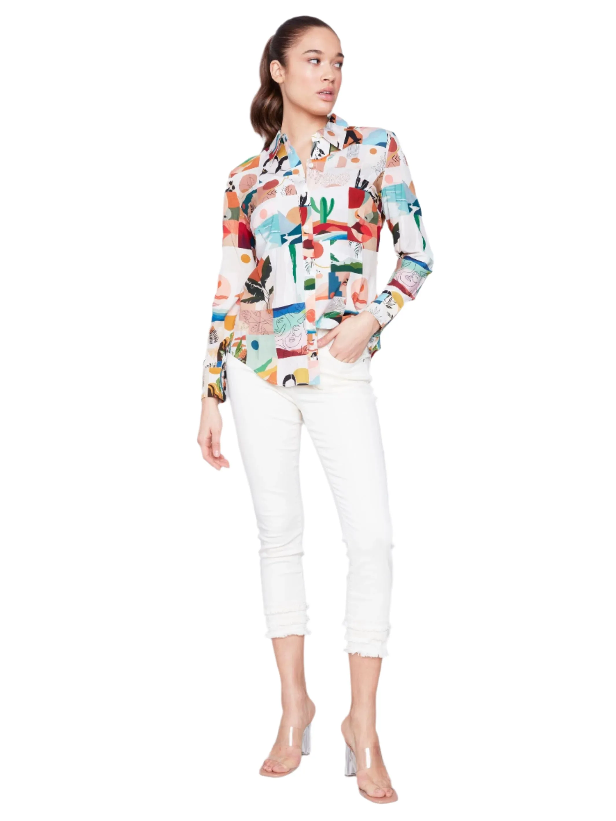 MULTI GRAPHIC PRINT LONG SLEEVE SHIRT