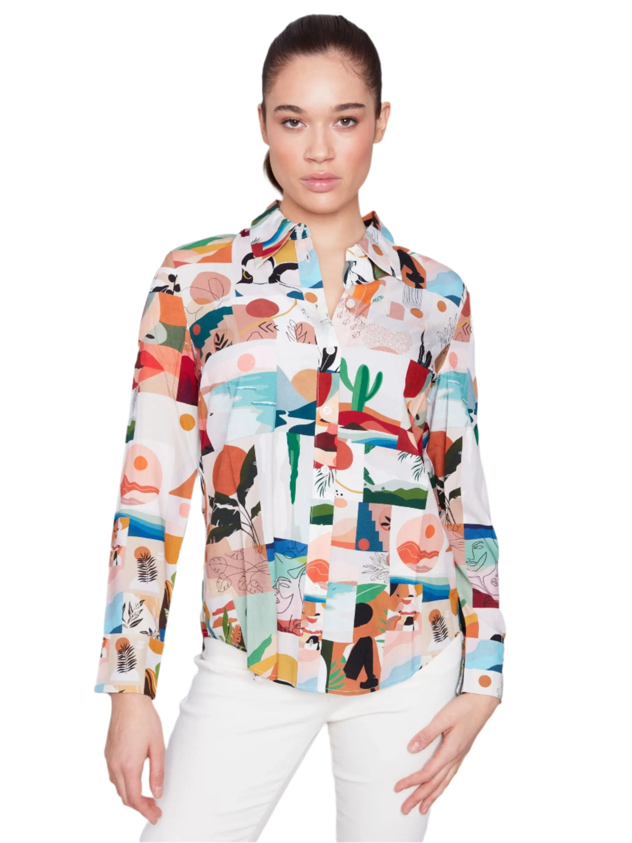 MULTI GRAPHIC PRINT LONG SLEEVE SHIRT