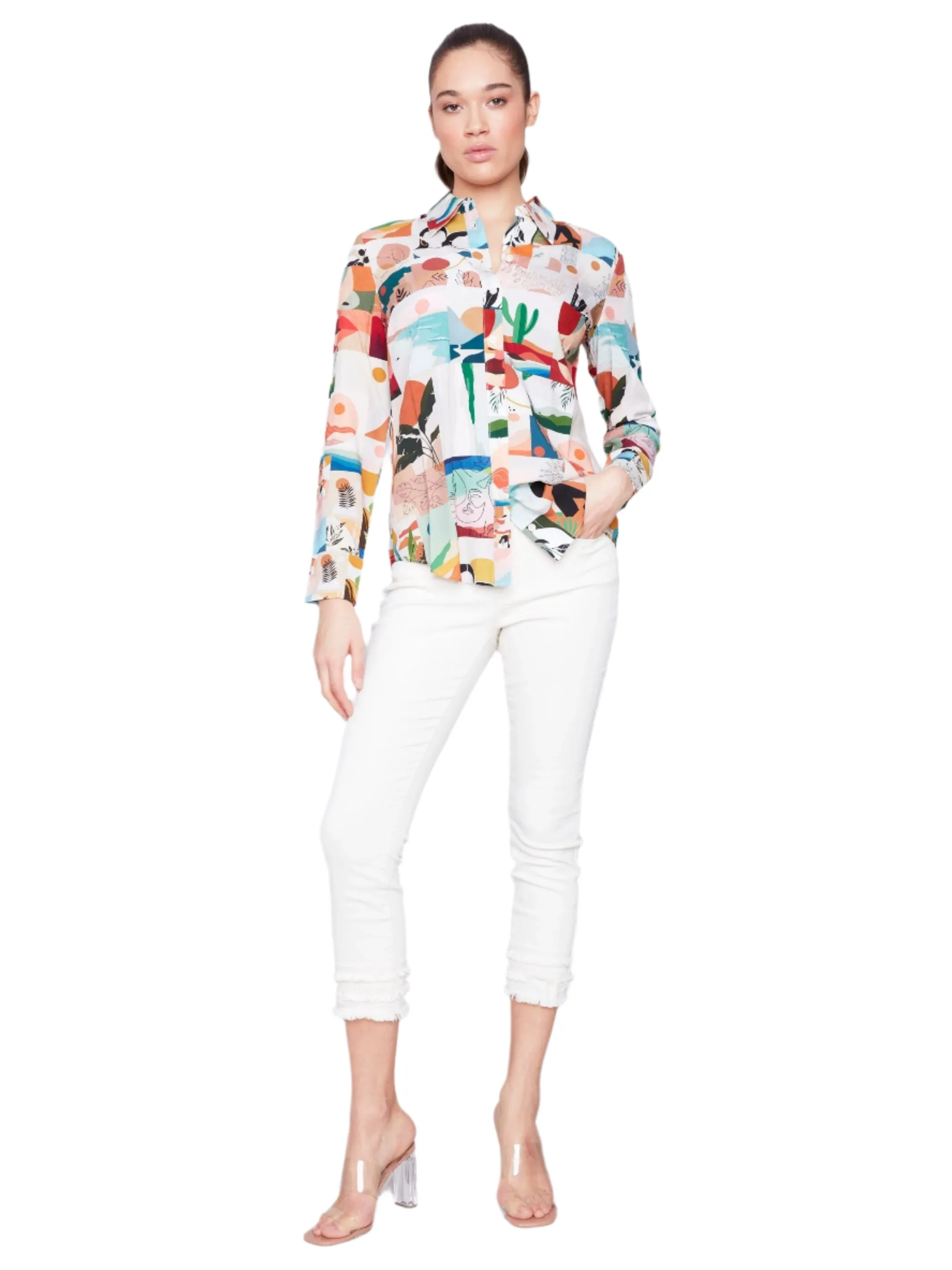 MULTI GRAPHIC PRINT LONG SLEEVE SHIRT