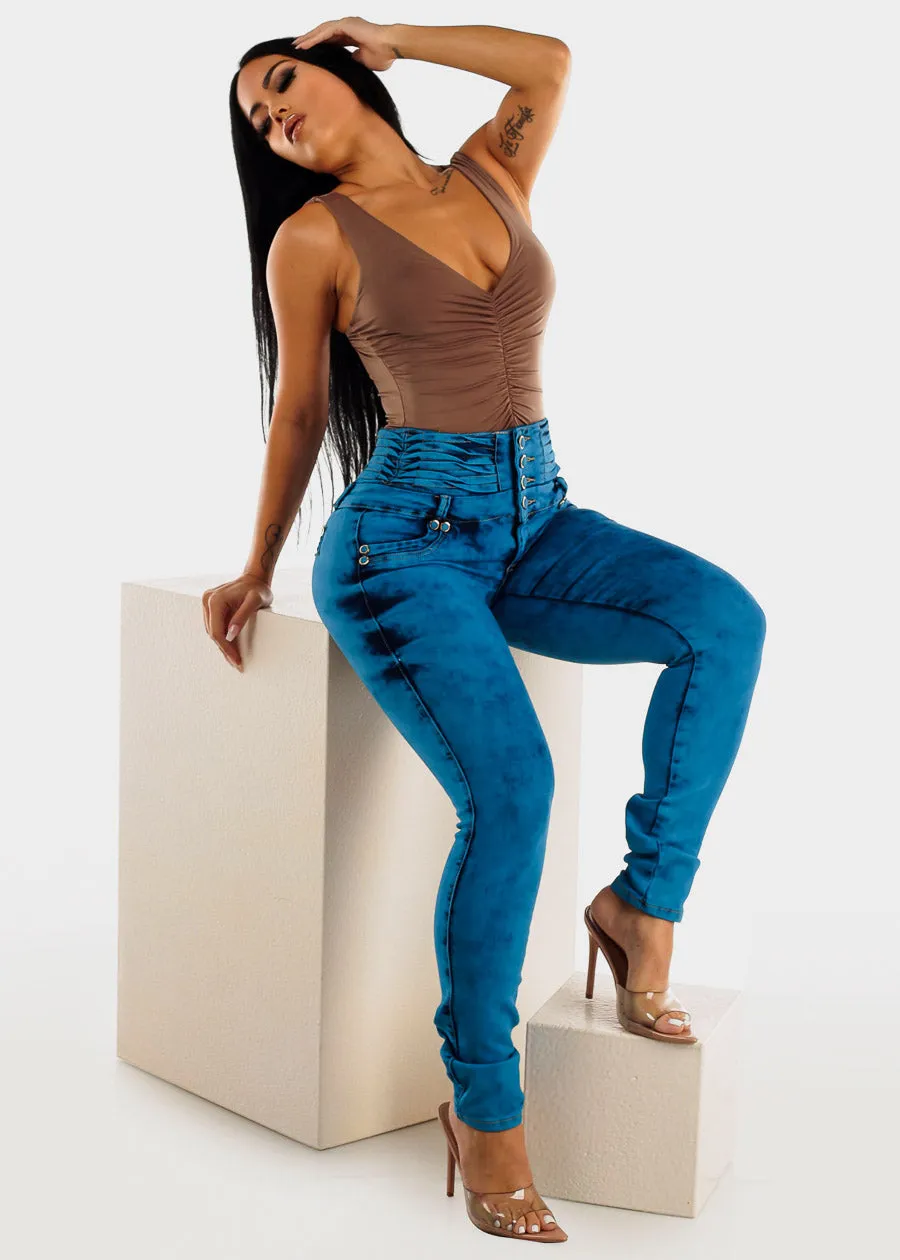 MX JEANS High Waisted Butt lifting Blue Skinny Jeans