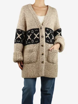 Neutral chunky cashmere oversized cardigan - size XS