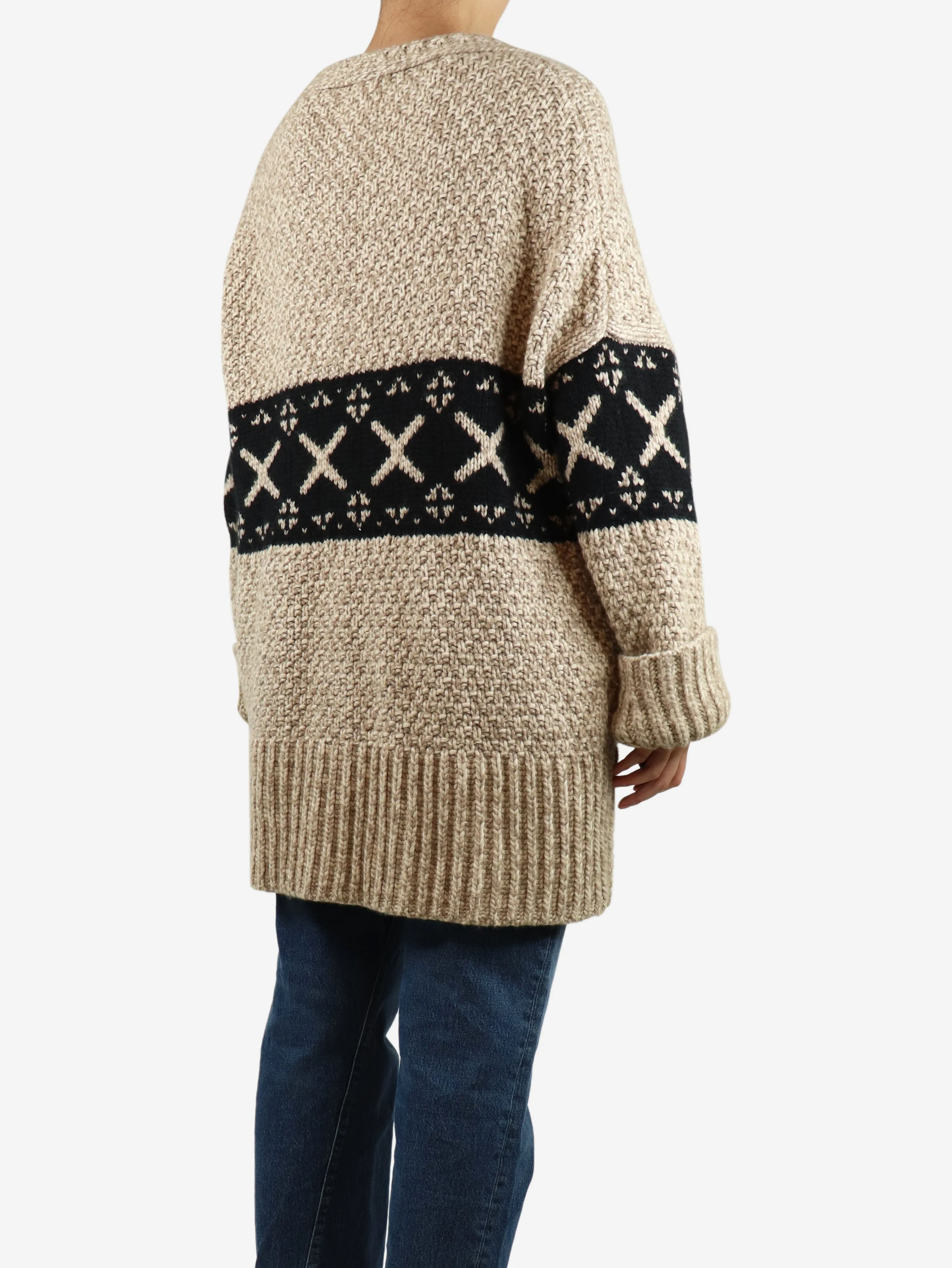 Neutral chunky cashmere oversized cardigan - size XS