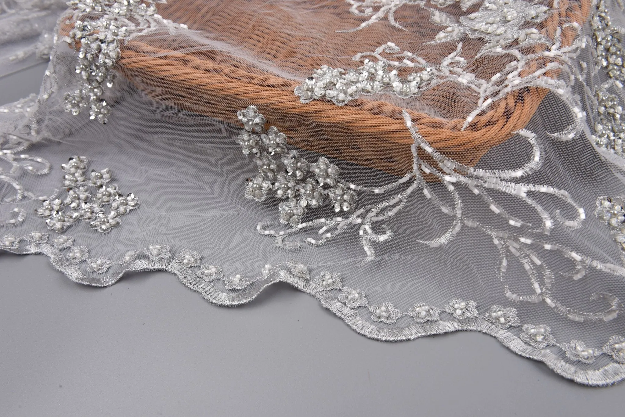 Nylon Mesh Bridal Wear Embroidery Fabric