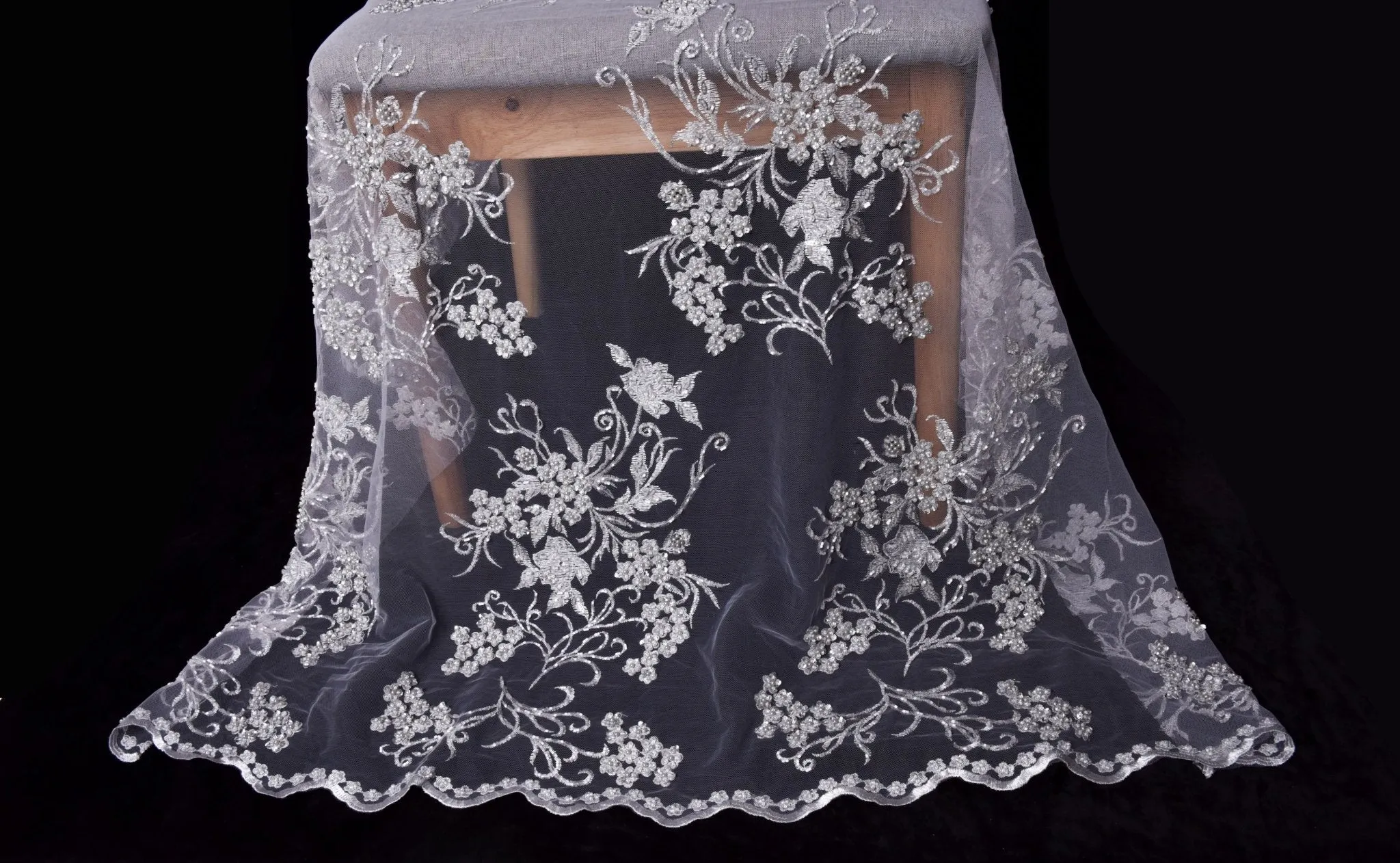 Nylon Mesh Bridal Wear Embroidery Fabric