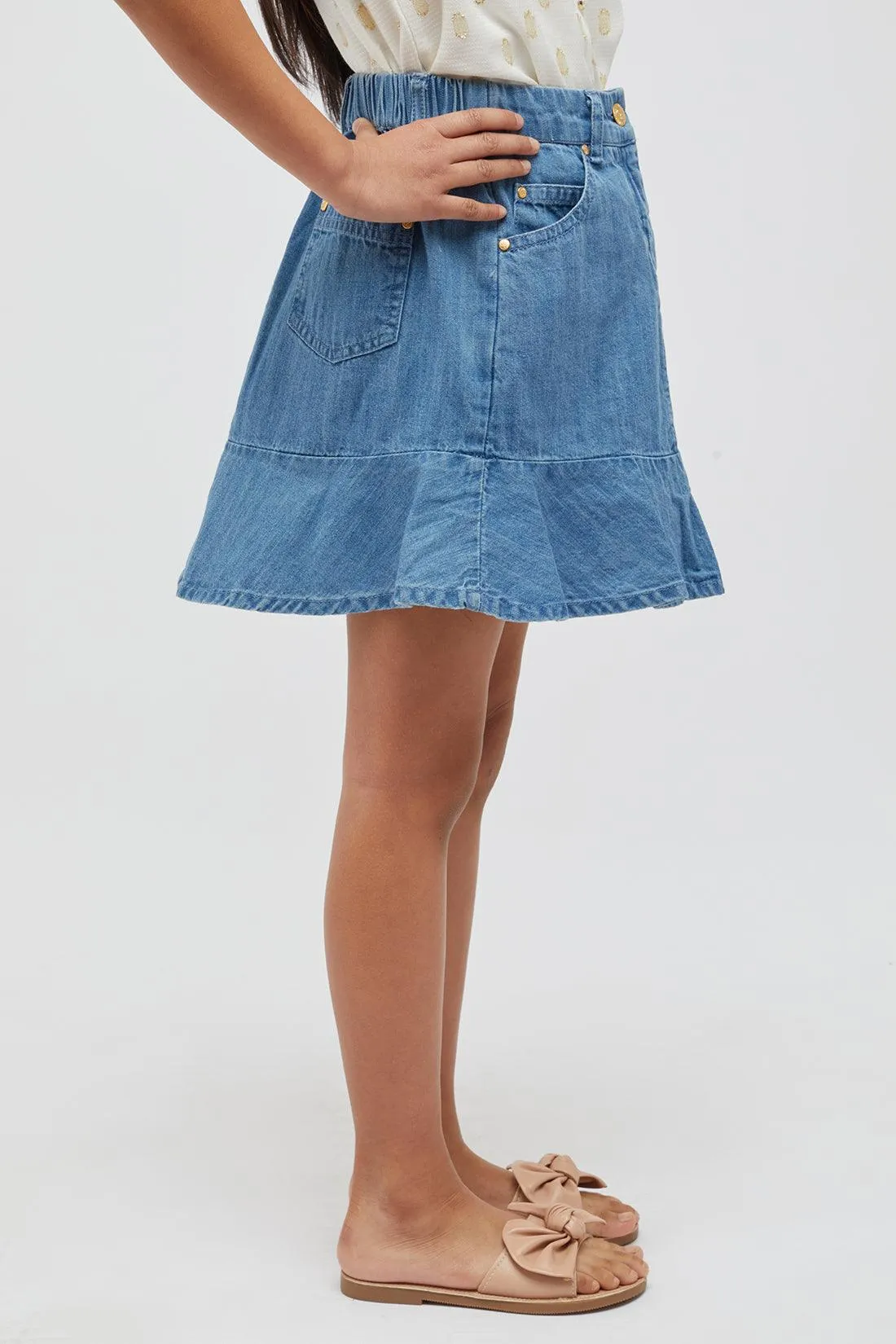 One Friday Blue Denim Skirt