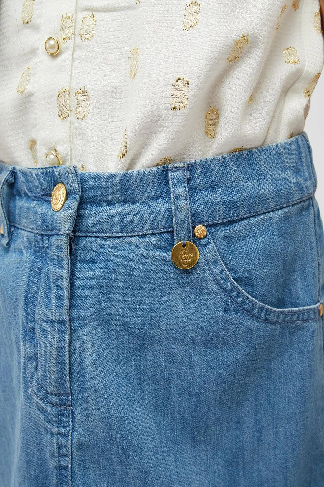 One Friday Blue Denim Skirt