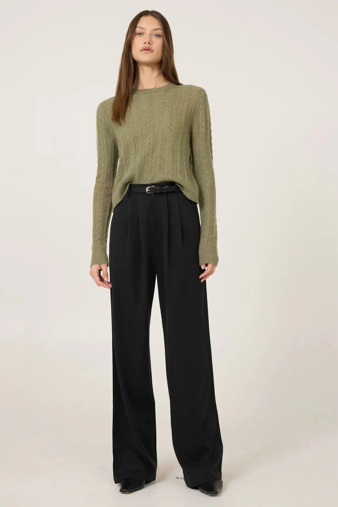 One Grey Day Blakely Tissue Cashmere Pullover | Sage