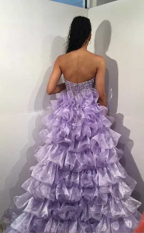 Organza Strapless A-line Ruffled Gown by Jovani 37322