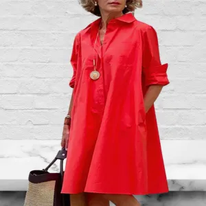 Plain Simple Long Sleeves Shirt Dress