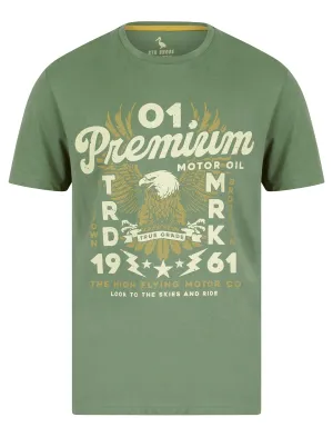 Premium Eagle Motif Cotton Jersey T-Shirt in Sea Spray Green - South Shore