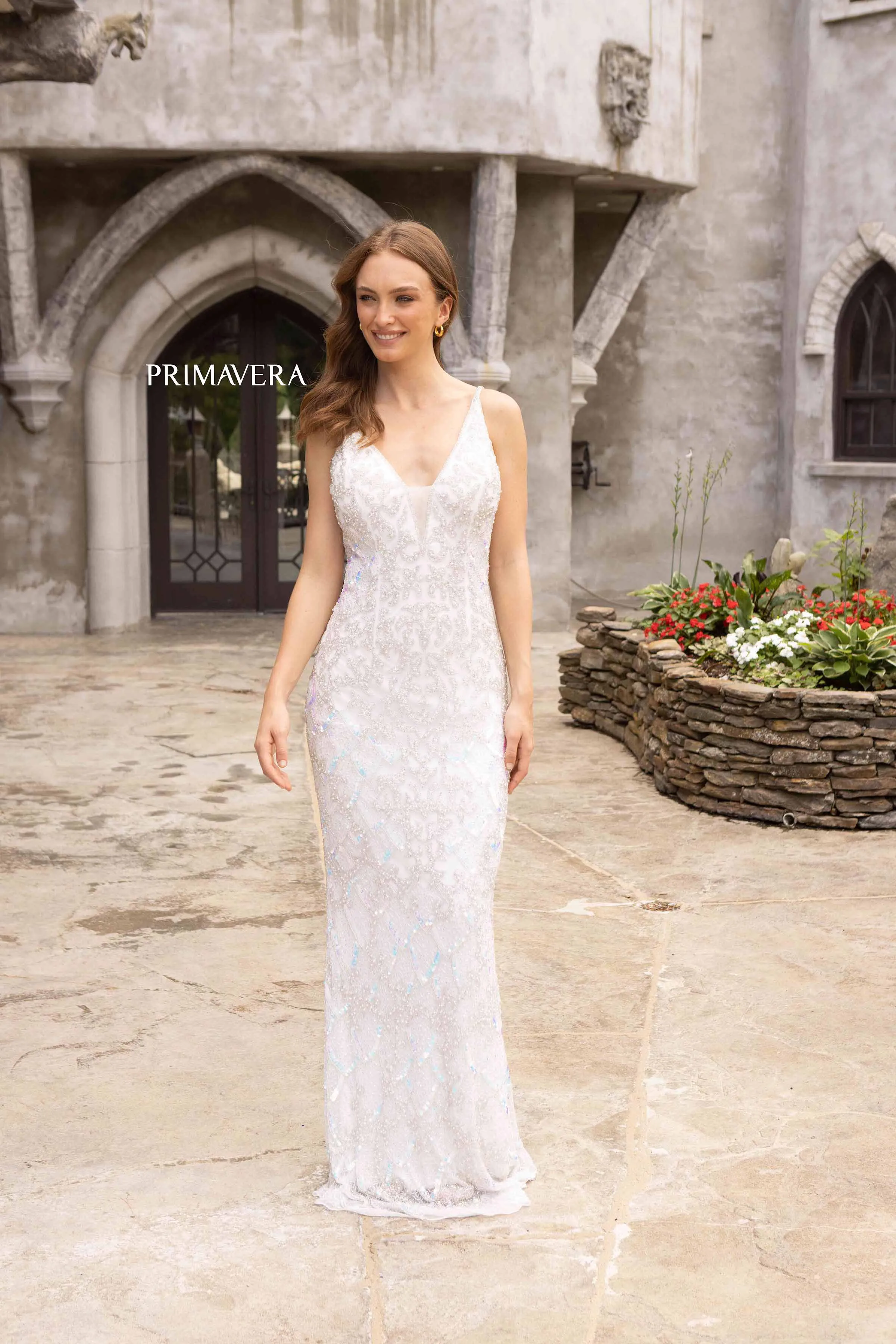 Primavera Couture 3903 Long Fitted Beaded Sequin Formal Prom Dress Evening Gown