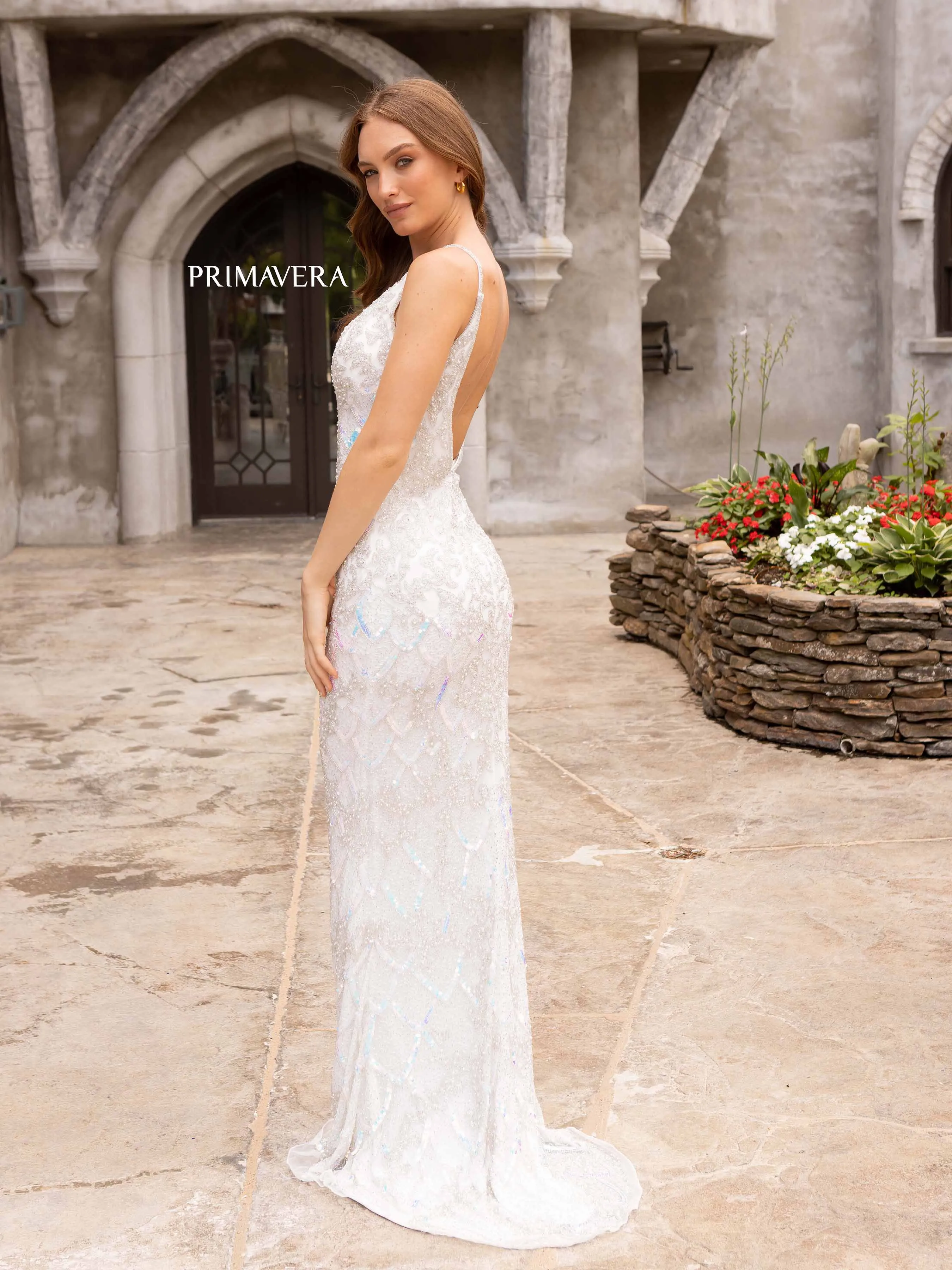 Primavera Couture 3903 Long Fitted Beaded Sequin Formal Prom Dress Evening Gown