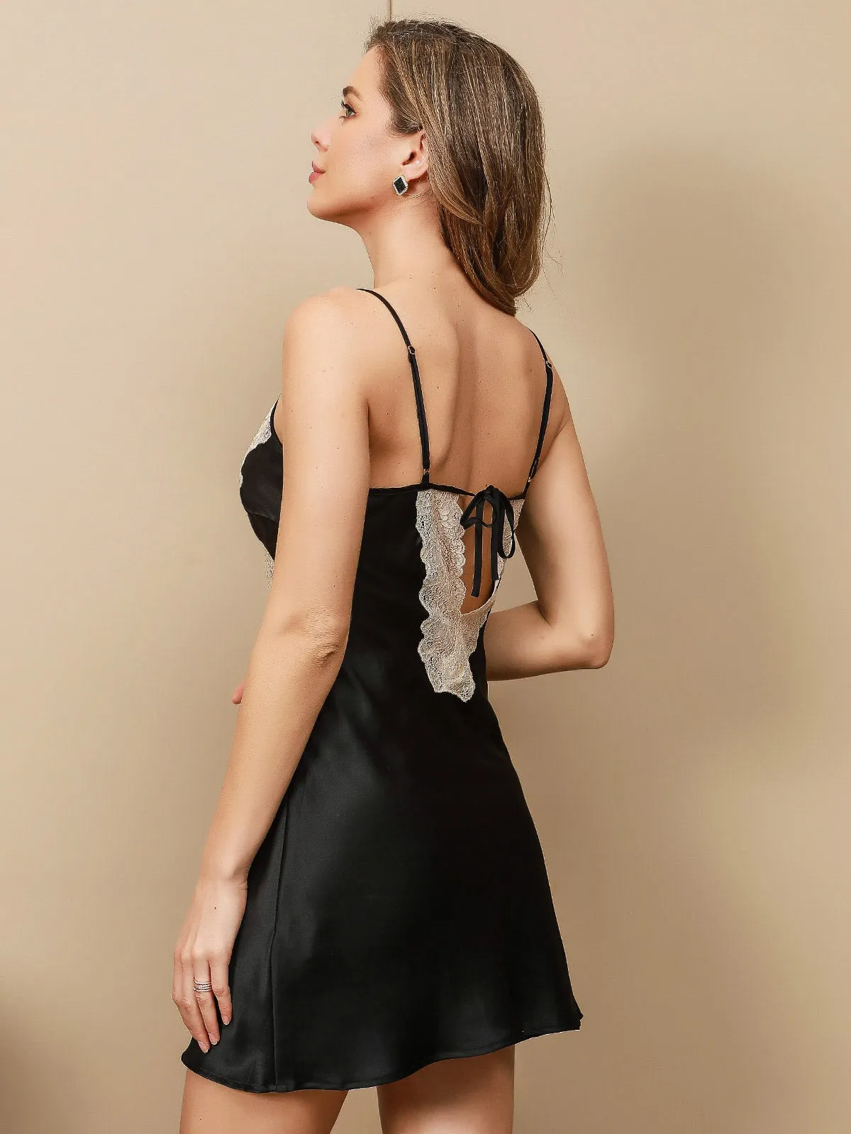 Pure Silk Lace Nightdress & Dressing Gown Set