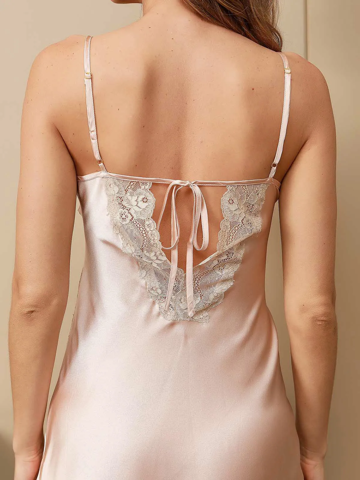 Pure Silk Lace Nightdress & Dressing Gown Set