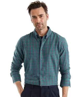 Rare Rabbit Men's Zary Dark Green Cotton Fabric Full Sleeve Regular Fit Checks Shirt