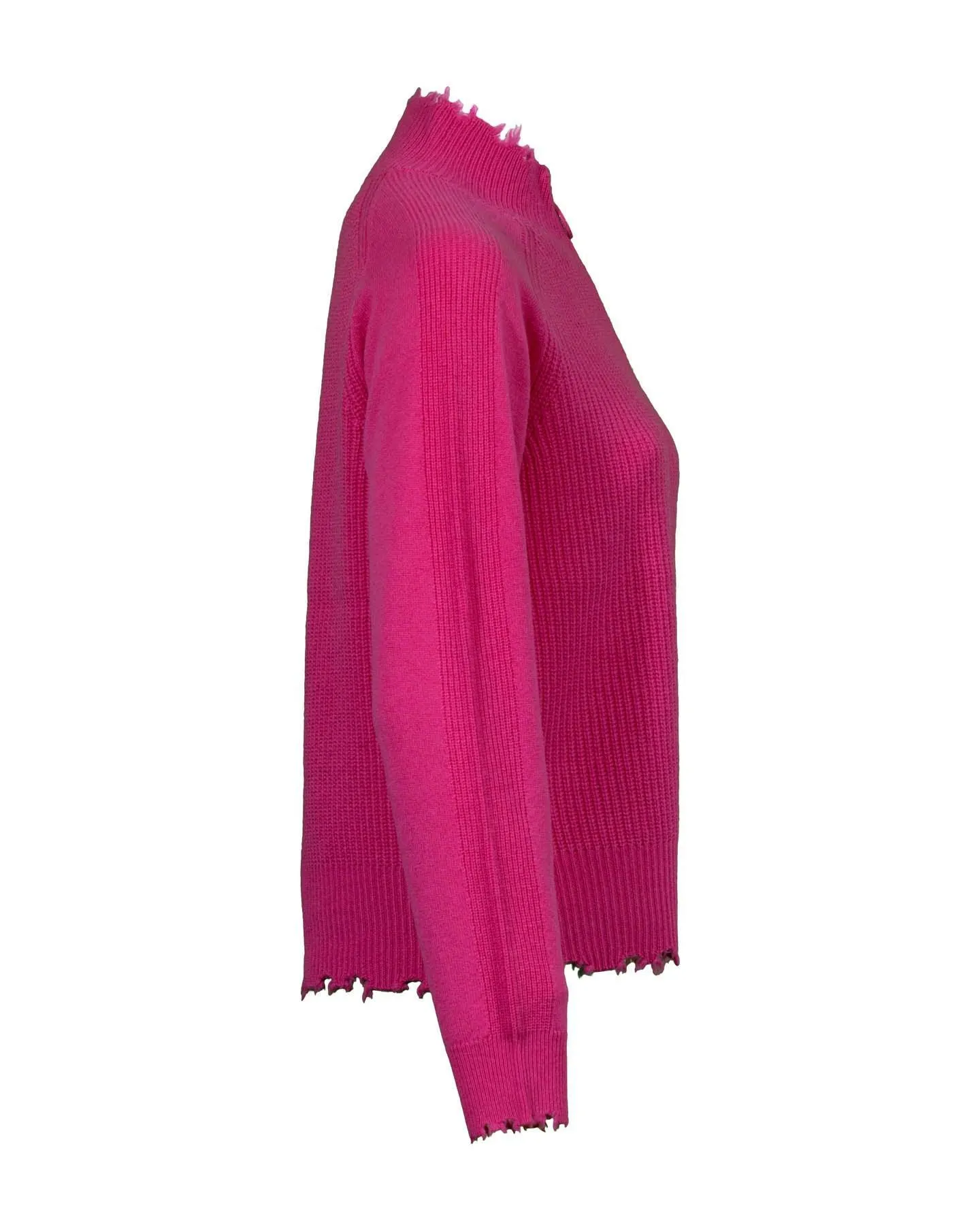 Raw Edge Zip Neck Pullover