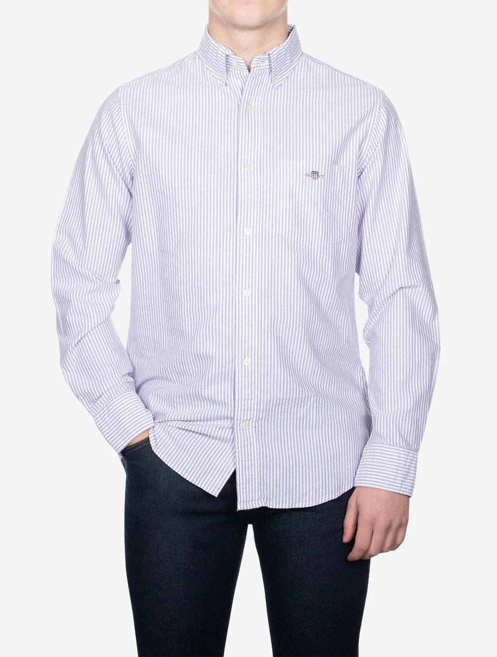 Regular Fit Oxford Banker Stripe Shirt Lilac