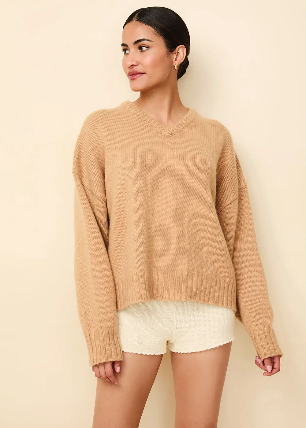 Reva Chunky Cashmere Sweater Camel