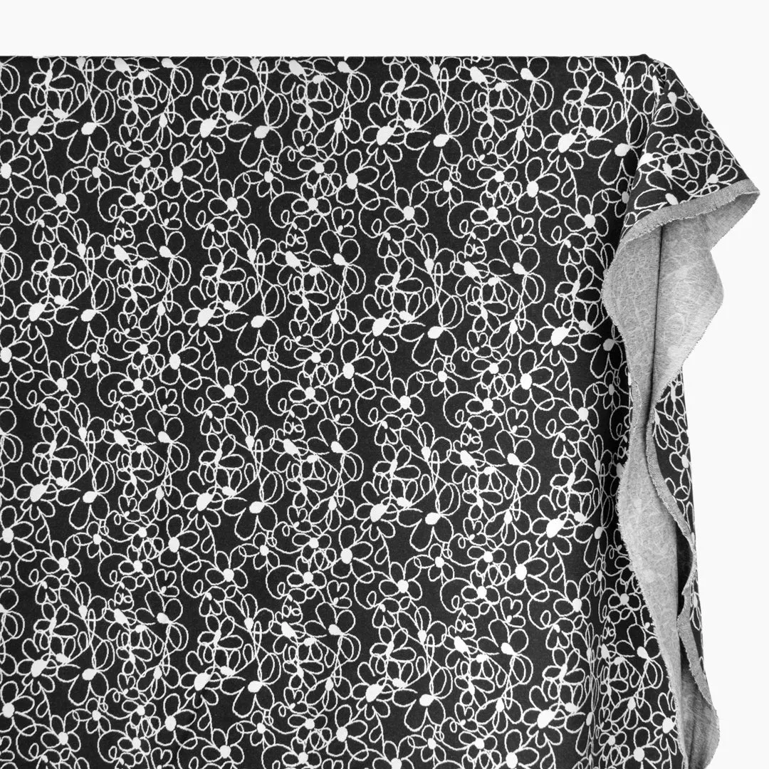 Scribble Daisy Cotton Double Knit - Black