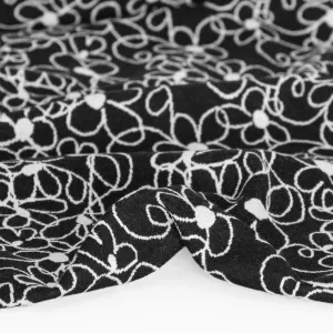 Scribble Daisy Cotton Double Knit - Black