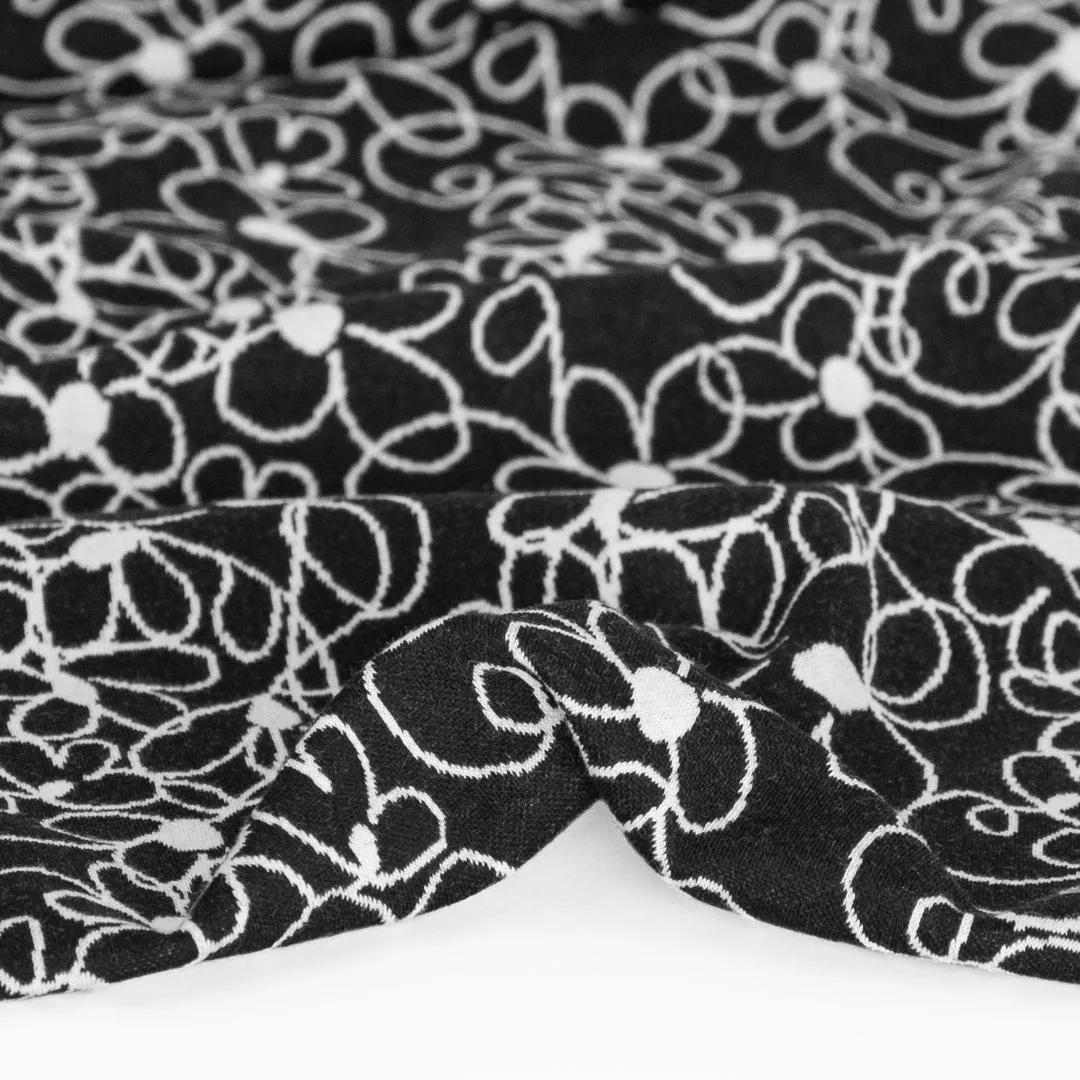 Scribble Daisy Cotton Double Knit - Black
