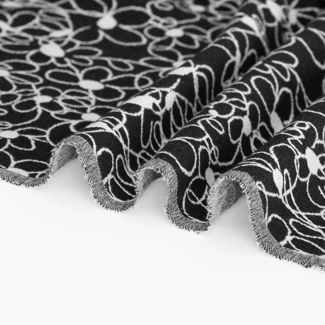 Scribble Daisy Cotton Double Knit - Black