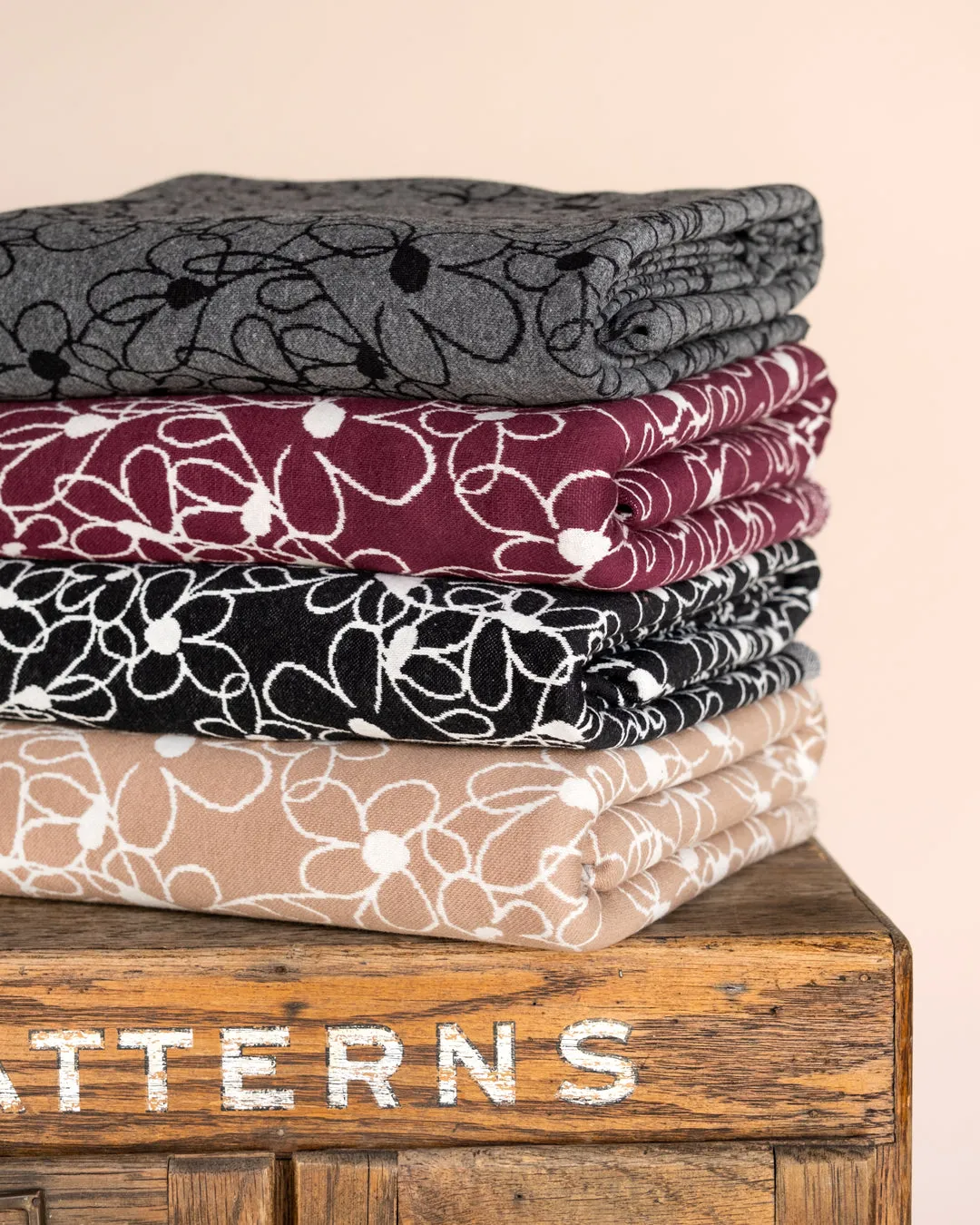 Scribble Daisy Cotton Double Knit - Black