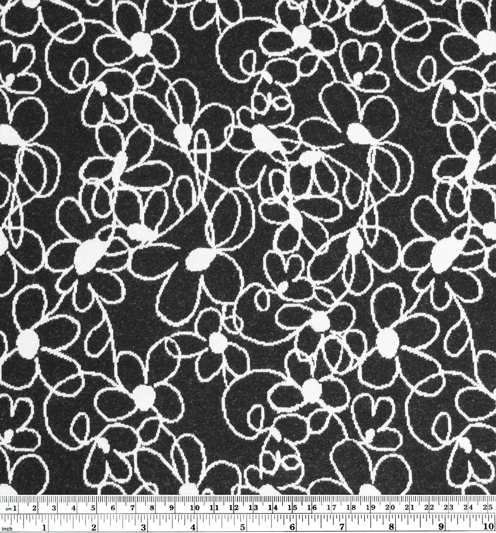 Scribble Daisy Cotton Double Knit - Black