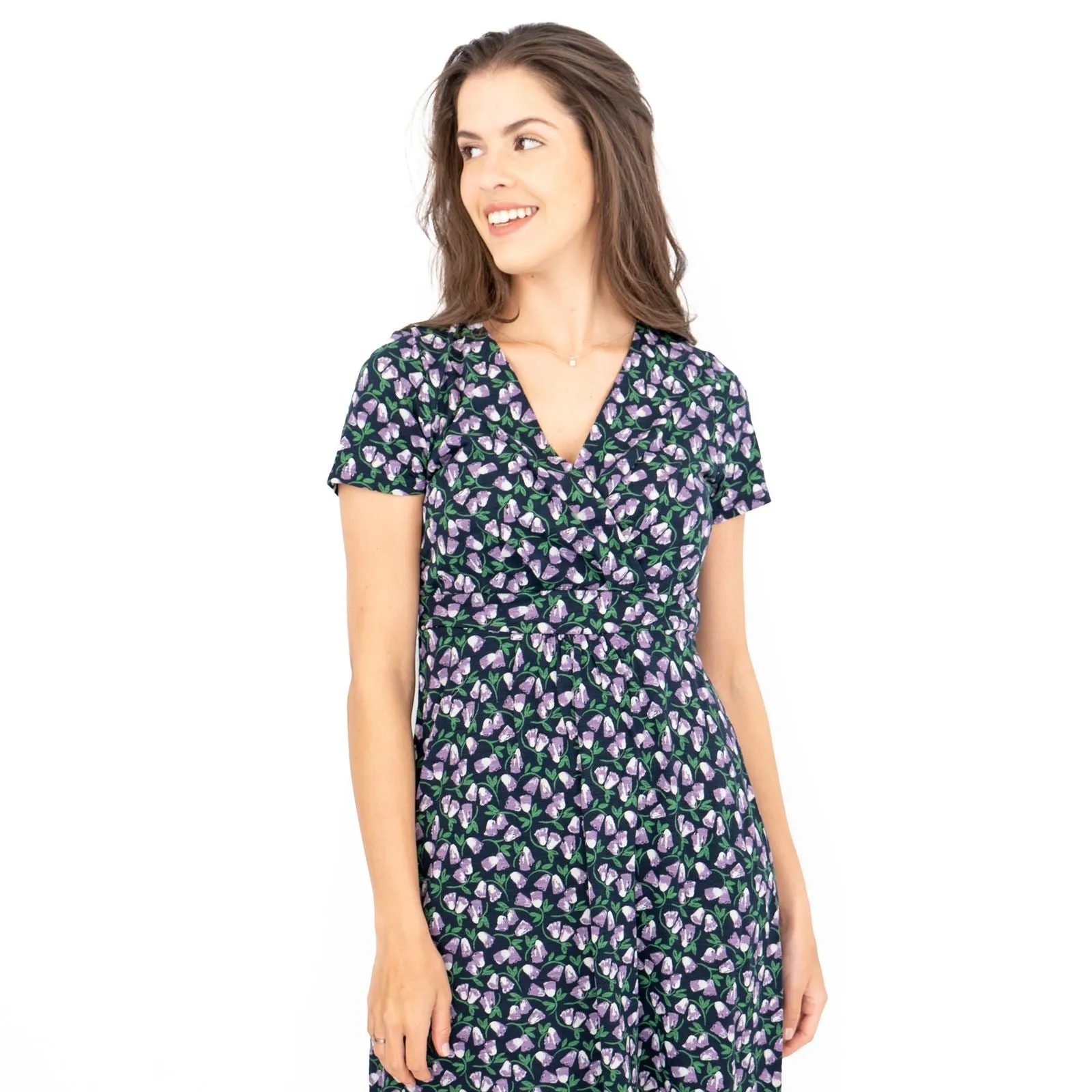 Seasalt Navy Floral Chapelle Jersey Midi Dress