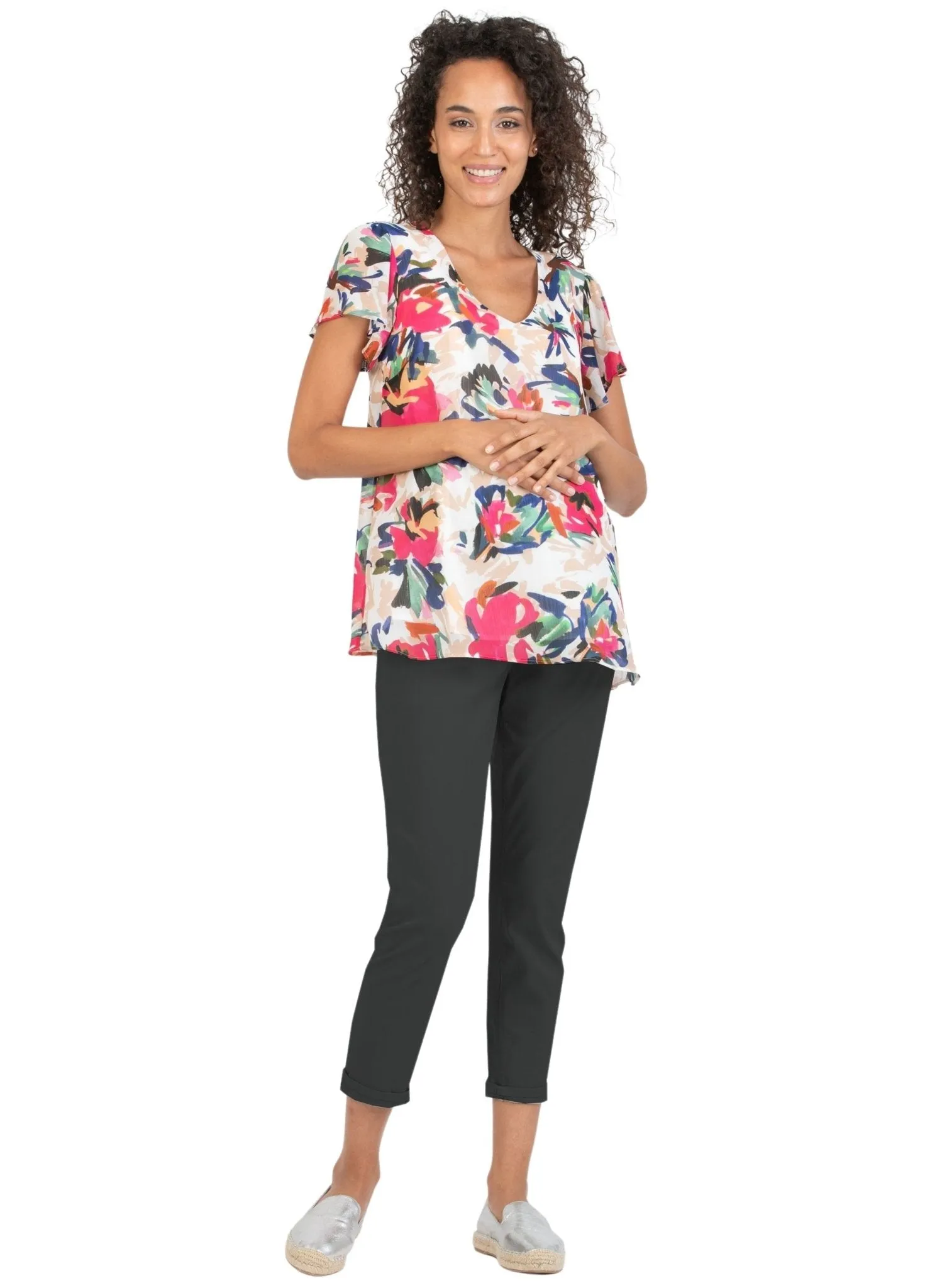 Slim Fit Boyfriend Maternity Trousers - Black