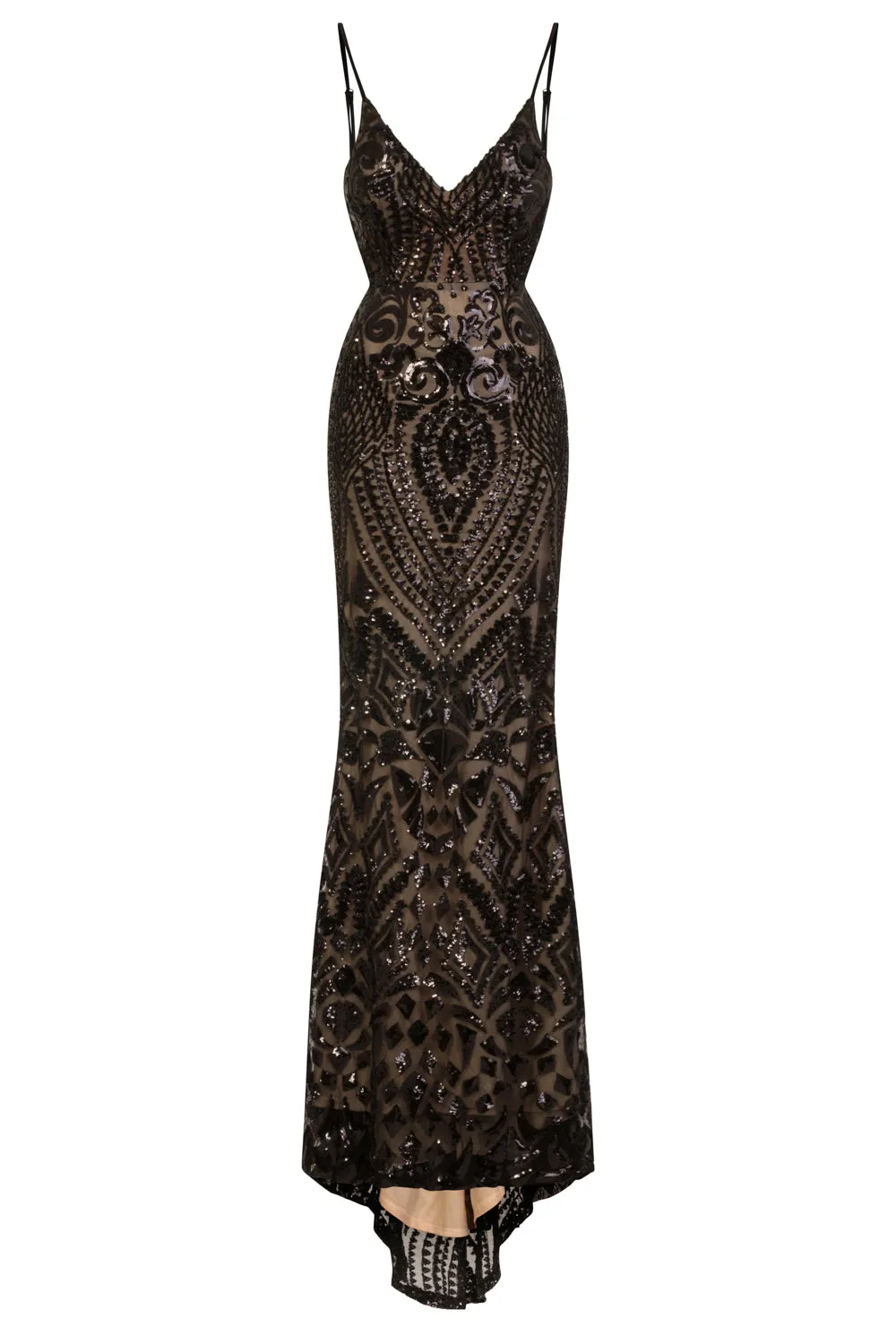 Spotlight Black Vip Luxe Sequin Backless Mermaid Fishtail Dress