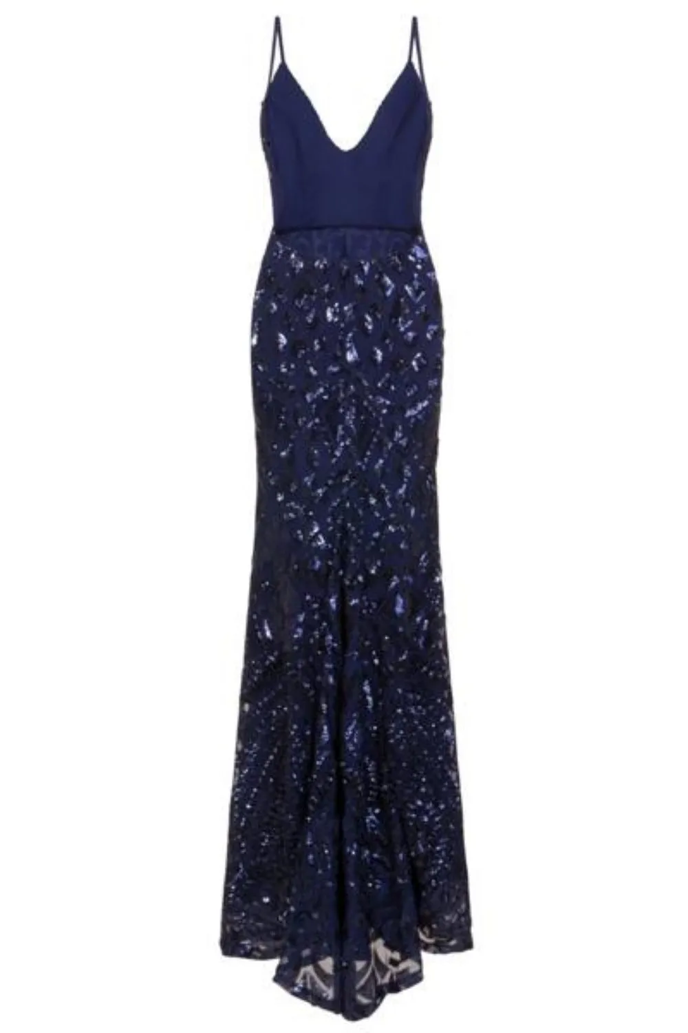 Spotlight Navy Vip Luxe Sequin Backless Mermaid Fishtail Dress