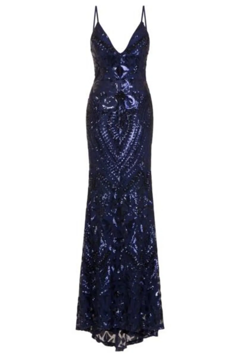 Spotlight Navy Vip Luxe Sequin Backless Mermaid Fishtail Dress