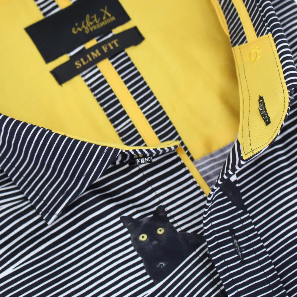 Spying Cats Print Button Down Shirt
