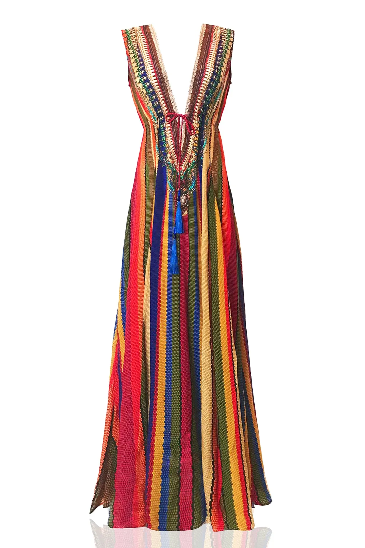 Stripe Print Multi Color Maxi Dress